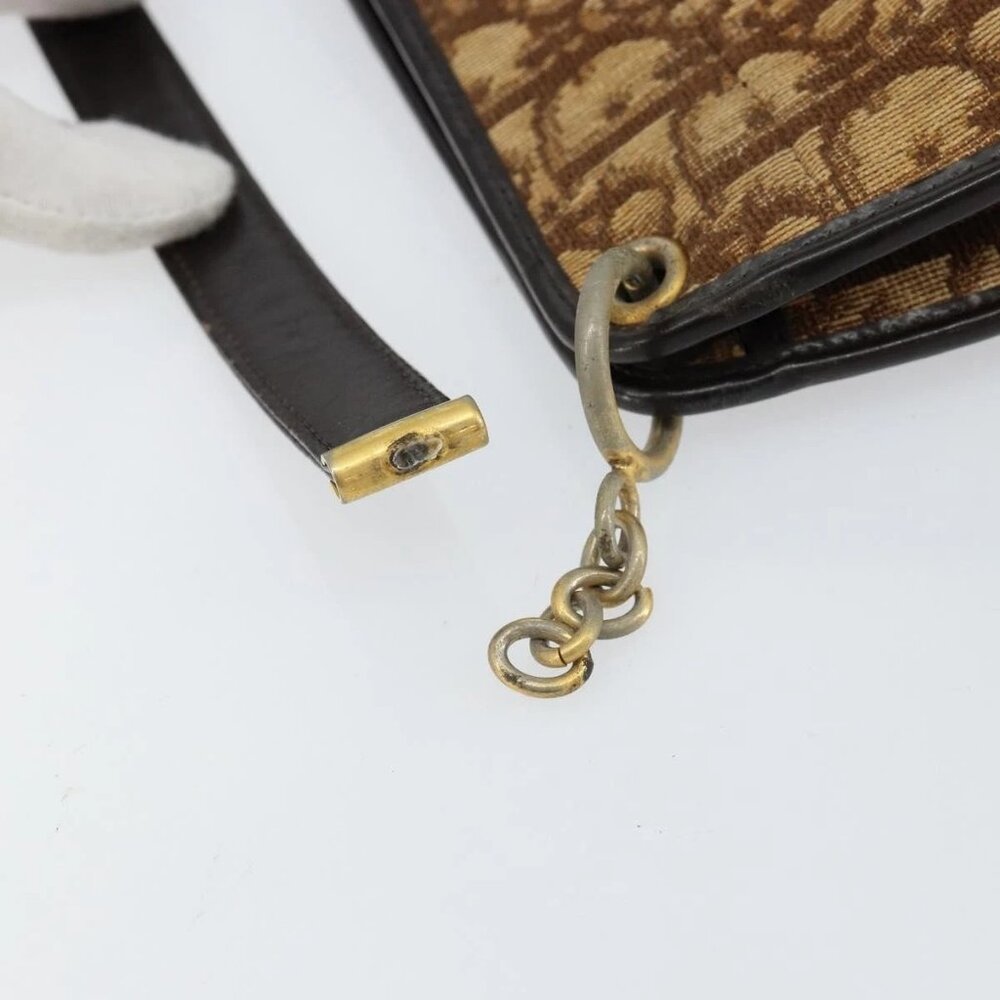 Christian Dior Trotter Canvas Shoulder Bag Brown Gold Auth 147503 - Picture 9 of 15